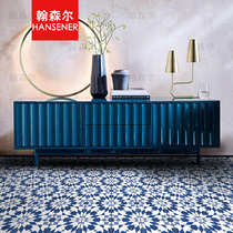 Hansen Chinese retro blue and white porcelain color small flower tiles balcony restaurant kitchen toilet tile floor tiles 1122