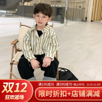 New 1 Kosen Childrens Clothing 2021 Spring and Autumn New Boys Striped Shirt Korean Top Baby Long Sleeve Shirt