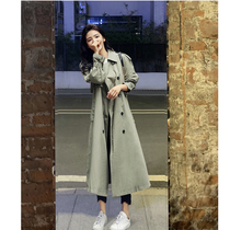 Spring and autumn new long style wind clothes women 2022 coats extra-long over kneecap autumn bean green autumn dress big code tall