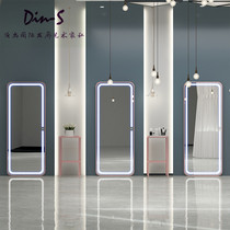 Net red hair mirror barbershop hair salon special hair cut mirror single-sided simple floor-to-ceiling wall light with light