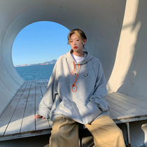 Leman Jinjun thin velvet men 2021 hooded Korean ins trend loose bf jacket men and women