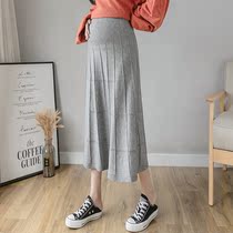 Pregnant womens autumn fashion pregnant womens skirt Spring and autumn knitted belly bottoming skirt outside wear A-line skirt long skirt winter