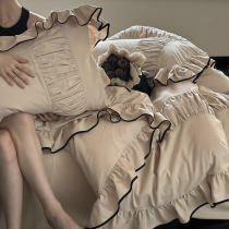 Autumn Winter Method All-cotton Mill Wool Four Pieces Romantic Lotus Leaf Lace Quilt Cover Thickened Warm 1 8m Bedding