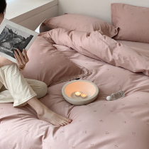 Small frescoed 120 full cotton jacquard four pieces Teenage Hearts Cherry Quilt Cover Soft Pure Cotton 1 8m Bedding