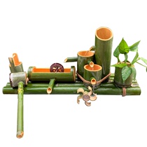 Room water circulation thick pottery tank fish pond decoration front desk stone trough upper bath restaurant wind wheel bamboo water drain