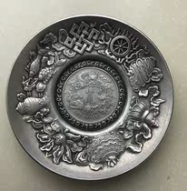 Thick and heavy pressure hand eight precious white bronze disc diameter 10 6 cm handicraft