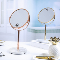 Nordic golden marble base cosmetic mirror double mirror bedroom decorative mirror home vanity mirror desktop vanity mirror