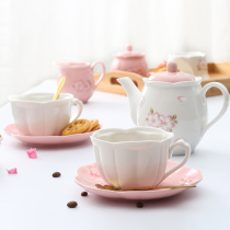 Japanese girl cherry blossom ceramic embossed coffee cup set Coffee Set coffee set tea set afternoon tea ceramic cup saucer