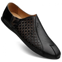 Genuine Leather Soft-bottom Bean Bean Shoes Mens Summer Mens Leather Shoes Han Version Breathable Mens Shoes Hollowed-out Sandal Sandal Cave Cave Casual Shoes