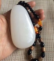 Pure natural Afghan jade sheep fat white jade and field hand play pieces wrapped in silk jade hand play pieces mens collection gifts