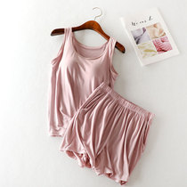 Modal camisole women with chest pad pajama suit Womens summer thin section bra-free vest shorts two-piece suit