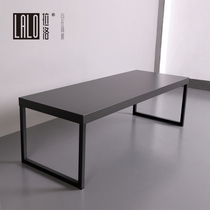 Lalo Straight Strip Pole Minimalist Black Tea Table Pure Black Full Steel Tea Table Studio Creative Dwarf Tea Table