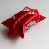 Modern Chinese fabric brocade paper towels box cover home car paper towels set of paper sleeve special price silk satin red festive