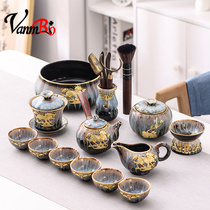 Light luxury Jianzhan gilt kung fu tea set household Cup ceramic office new Chinese Teapot Tea Tea