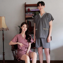 Sweat womens high-end cotton couples dress sauna clothes large size plus fat men and women cotton massage beauty bath clothes