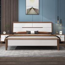 Solid wood bed Modern simple 1 8 meters 1 5 master bedroom double bed White soft bag light luxury Nordic high box storage wedding bed