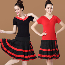 Square dance clothing new set short sleeve jacket short skirt dance performance clothing two-piece aunt dance dress female