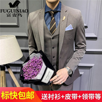  Rich bird suit suit Male groom best man wedding dress three-piece British business casual plus size suit Male