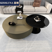 Post-modern living room bronze brushed simple round coffee table combination Italian light luxury home tea table minimalist small round table