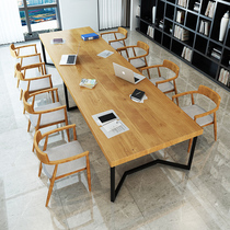 Solid wood conference table Long table Office computer table Large simple modern bar reception negotiation table Tea table and chair combination