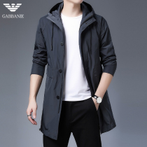 Chiamania windbreaker mens long hooded brand spring and autumn clothing English mens jacket