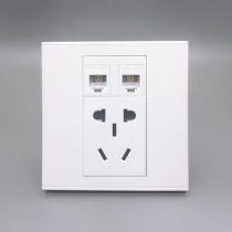 Dual telephone plus national standard five-hole power socket two-digit telephone interface with two-three switch panel Type 86