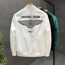 Trend brand embroidered spring coat mens design sense niche menswear 2022 new mens handsome white casual jacket