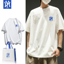 NY - COM short sleeve t shirt men summer couple pure cotton in tide large size loose white half sleeve shirt