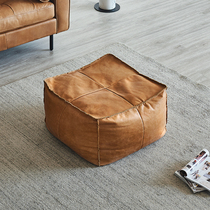 Modern minimalist retro leather first layer cowhide lazy bean bag Nordic bean bag den bedroom sofa room pedal