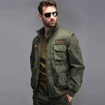 Outdoor Field Mountaineering Sports Clothing Army Green Pure Cotton Male Blouse Army Fan jacket Multi-pocket Tactical jacket
