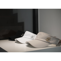 Summer golf hat female Joker Korean silk belt embroidered bead sun hat outdoor sports sunscreen without top hat fairy