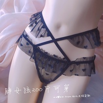 BIG CODE DAY SERIES SECONDARY META PURE DESIRE WIND SEXY NET YARN LOTUS LEAF EDGE CROSS STRAP HOLLOWED-OUT LOW WAIST UNDERPANTS 200 CATTY