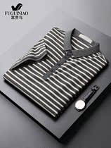 Rich bird striped short-sleeved Polo shirt mens summer youth business casual Paul shirt Slim lapel T-shirt tide