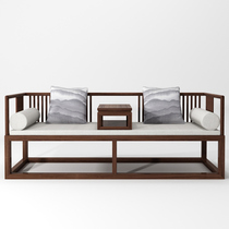 New Chinese Luo Han bed solid wood sofa Zen small apartment push bed simple double couch card holder custom furniture