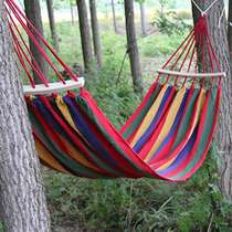 Canvas hammock anti-rollover outdoor single and double family dormitory thick curved wooden sticks hammock hanging chair swing