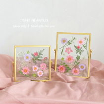 ins wind dried flower glass retro metal photo frame embossed handmade plant flower specimen home decoration painting table