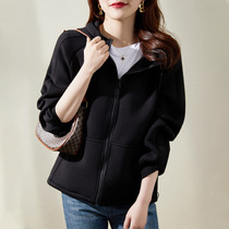 Black Sweater Jacket Women Spring and Autumn 2021 New Short Cardigan Zipper Loose Korean Joker Baseball Clothing