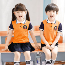 Kindergarten garden clothes spring and summer season pure cotton childrens class clothes Primary school uniform performance new short-sleeved sports suit