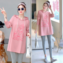 Pregnant womens autumn fashion set long sleeve jacket loose large size sweatshirt age belly spring and autumn undercover women