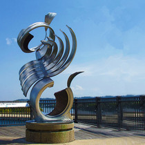 Large stainless steel sculpture custom Phoenix city square abstract mirror garden metal floor-to-ceiling landscape ornaments