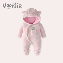 Where to hunt newborn baby clothes autumn and winter suit female baby jumpsuit cotton thick full moon princess ha clothes climbing suit