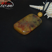 Guilin Blood Stone pendant factory shop emperor yellow material Frozen Yellow floating blood silk jade pendant mens individual sex
