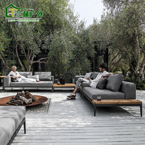 American outdoor courtyard garden sofa Nordic villa high-end homestay sun room aluminum alloy L-shaped outdoor sofa