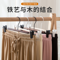 Clothing store pants rack Skirt rack Hanger Non-slip wooden belt clip Household solid wood trousers hanging cabinet wood pants clip