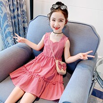  Girls  dresses summer 2021 new Western style childrens summer girls net red Korean version of the princess girl big child skirt
