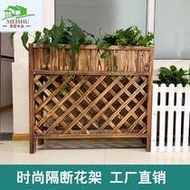 Carbided Wood anticorrosive wood fence grid fence decorative frame balcony restaurant partition flower box custom