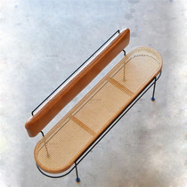 Designer creative Nordic solid wood rattan bench chair now simple shoe stool light luxury restaurant with backrest stool