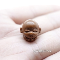 Peach stone carving small sand Maitreya Buddha little monk pure handmade boutique Wen play collection pendant gift pendant single seed