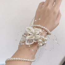 Original Mori bride wedding wrist flower pearl butterfly flower bridesmaid group sister hand tied garland flower girl accessories