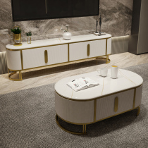 Light luxury marble coffee table TV cabinet combination Post-modern simple high-end atmospheric rock plate paint floor cabinet Living room cabinet